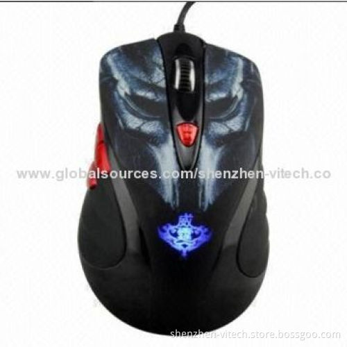 Comfortable USB Optical Mouse with 2,800cpi Adjustable Speed, Rubber Handle Groove